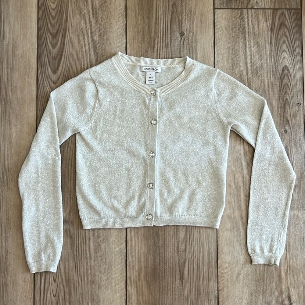 Nordstrom - Toddler Silver Sparkle Cardigan (5T)
